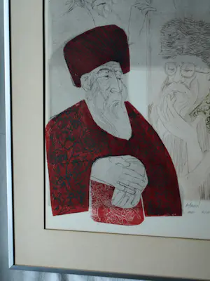 Abraham Yakin - Ingelijste kleurenets , Joodse mensen – E/A nr. 42/48 – 78 x 48 cm. kopen? Bied vanaf 80!