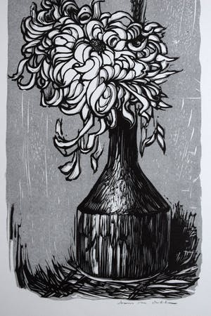 Hans van Dokkum - Vaas met Chrysanten - grijs kopen? Bied vanaf 75!