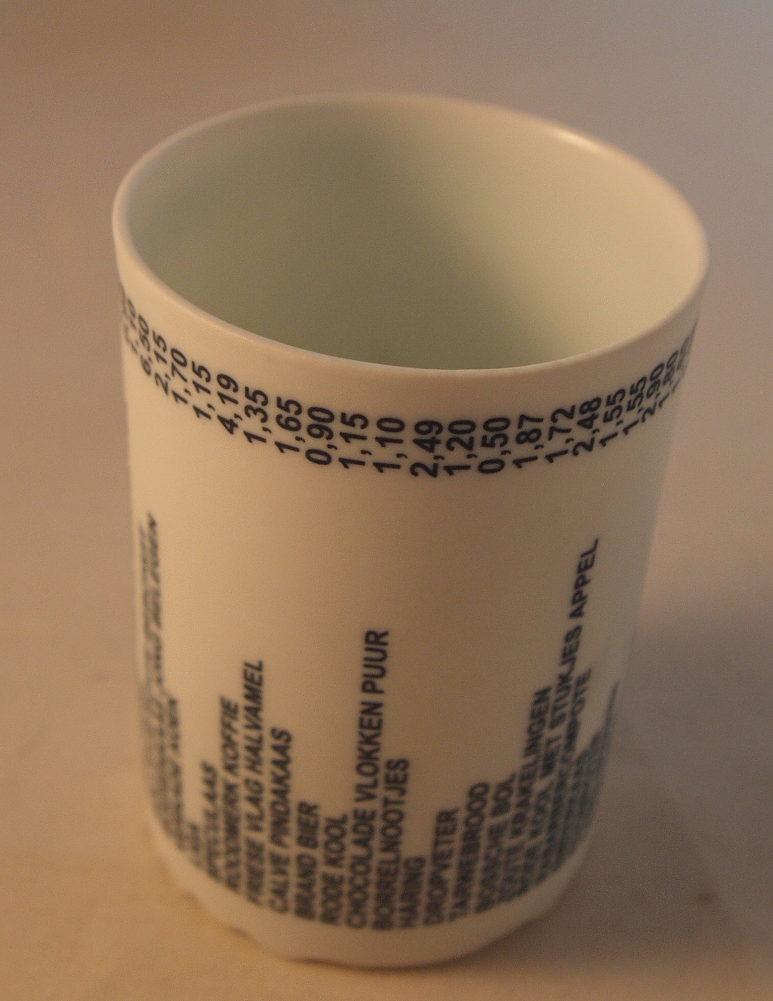 Niet of onleesbaar gesigneerd - Studio biscuit porseleinen beker "boodschappenlijst" kopen? Bied vanaf 1!