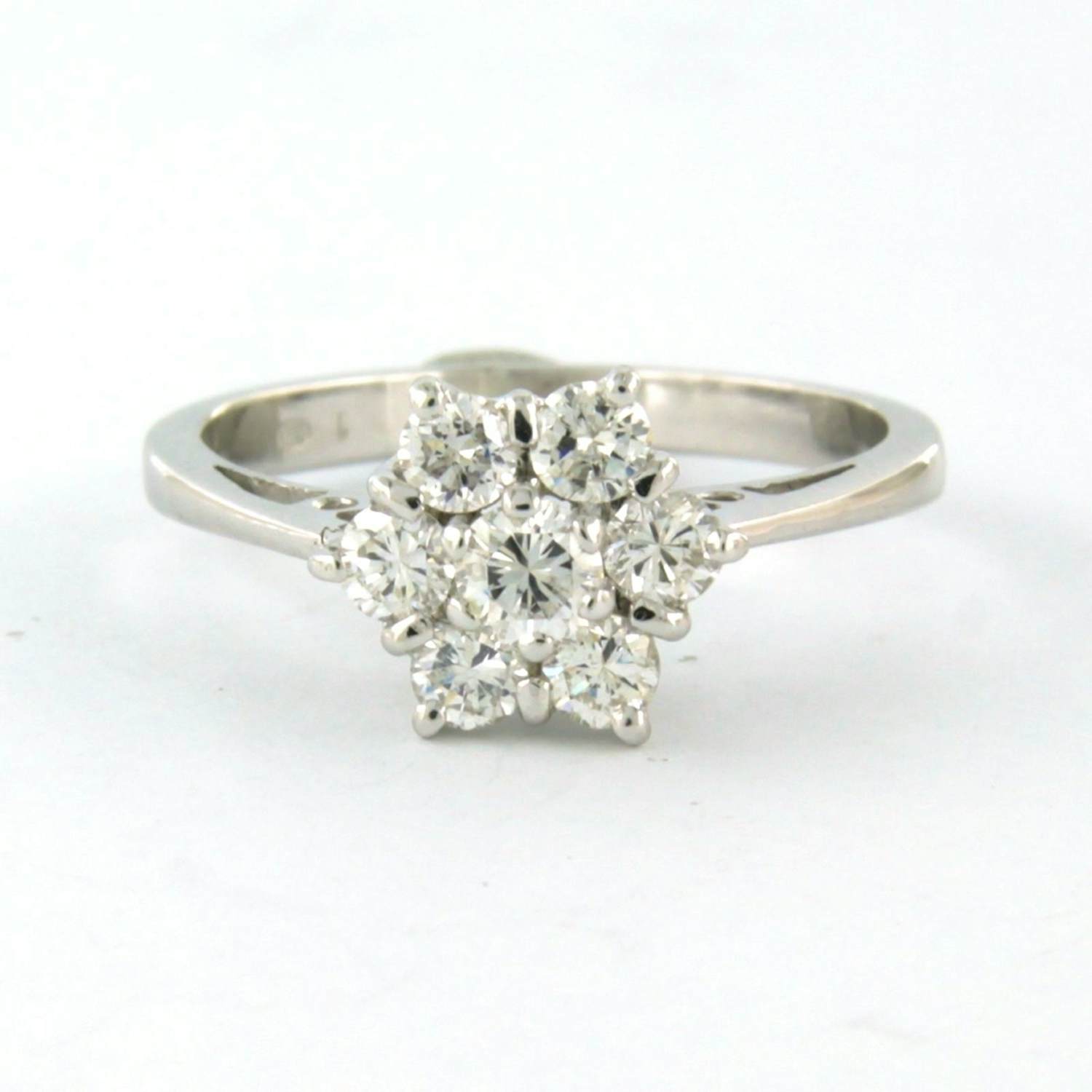 14k witgouden ring bezet met briljant geslepen diamant 0.45ct - F/G - VS/SI kopen? Bied vanaf 450!