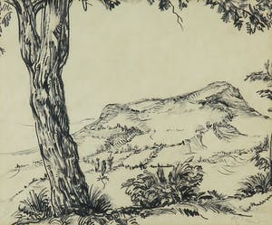 Alexander Gerhardus Dieperink - Stifttekening, Landschap - Ingelijst kopen? Bied vanaf 35!