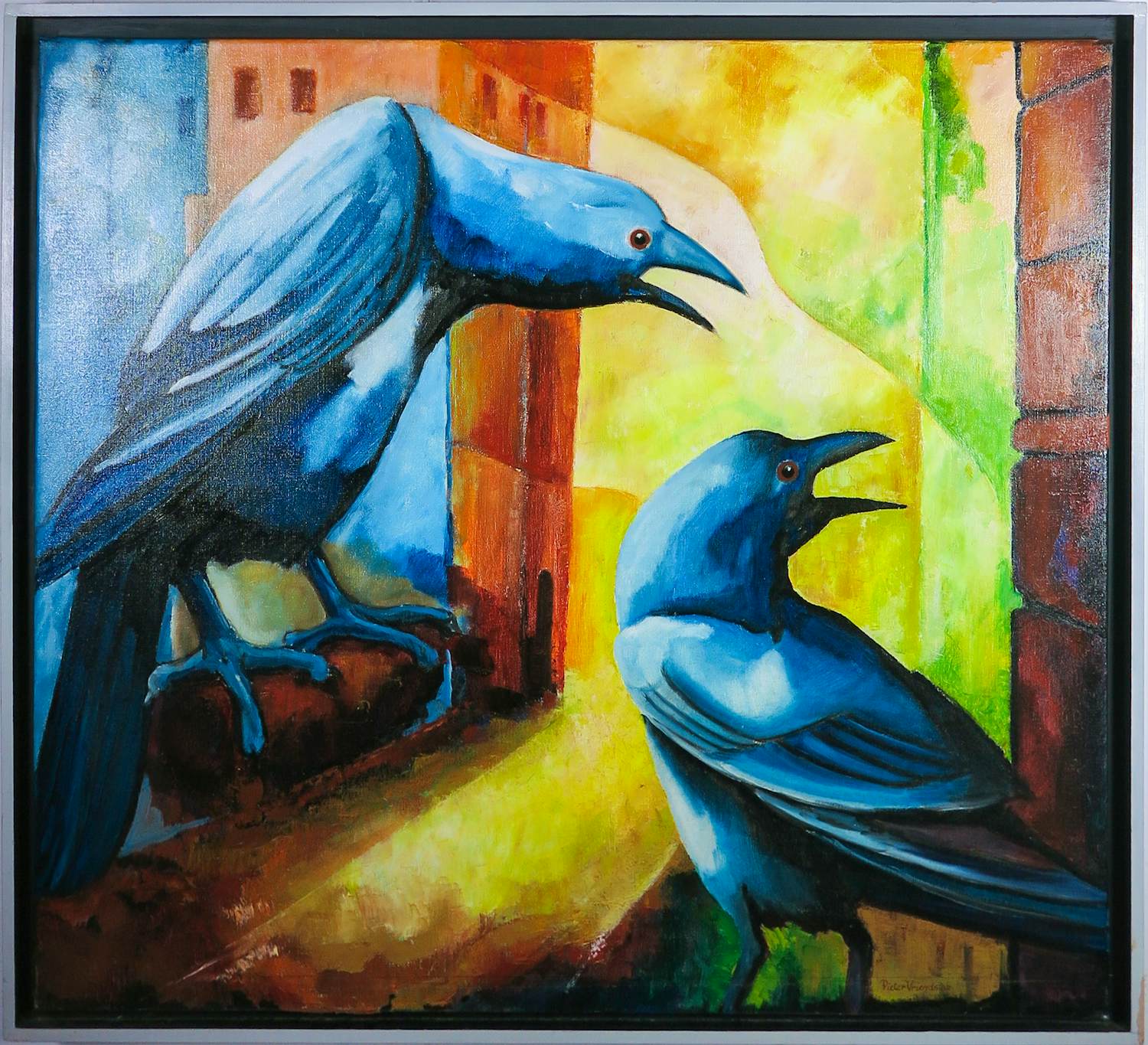 Pieter Vriends - Olieverf op doek, Kraaien - Ingelijst kopen? Bied vanaf 300!