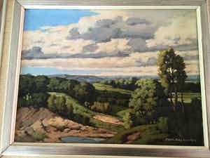 Piet Rackwitsz - Schilderij landschap Piet Rackwitsz verkocht voor € 50!