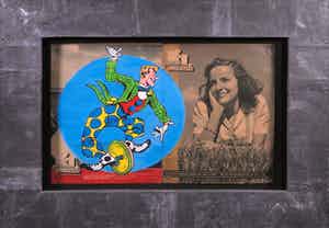 Jan Bollaert - Acryl op papier, K.I. Clown - Ingelijst verkocht voor € 1!