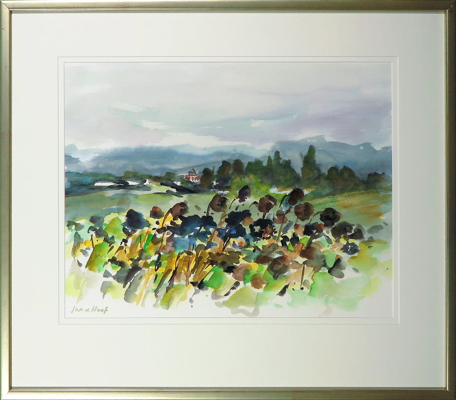Jan van Hoof - Aquarel, San Antonio - Ingelijst kopen? Bied vanaf 50!