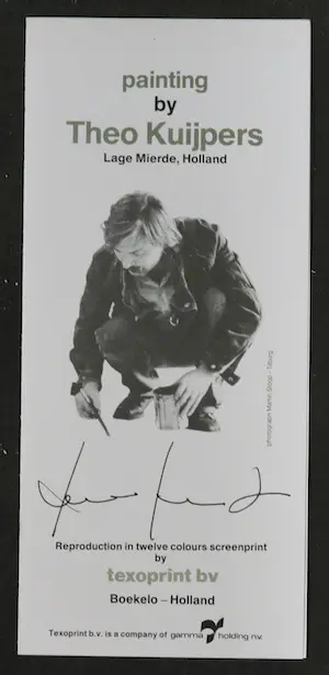 Geert Vrijdag - Hans Landsaat + Theo Kuijpers, Lot van 3 zeefdrukken op katoenzijde (texoprint) kopen? Bied vanaf 50!