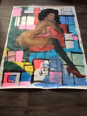 Peter Klashorst - Vrouwelijk Naakt - acryl op linnen (Groot!) kopen? Bied vanaf 495!