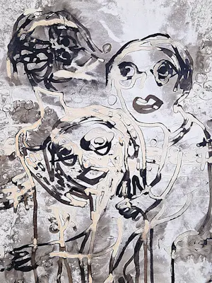 Lotti van der Gaag - in 1983 geschilderde gemengde techniek "zelfportret met figuren" gesigneerd kopen? Bied vanaf 284!