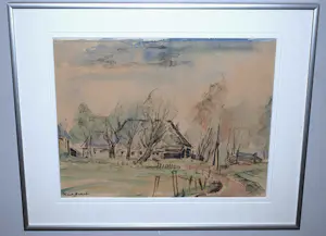 Karel Colnot - boerderijen - tekening met aquarel kopen? Bied vanaf 90!