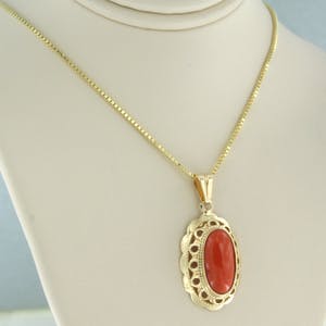 14k geelgouden collier met koraal - 44 cm lang kopen? Bied vanaf 230!