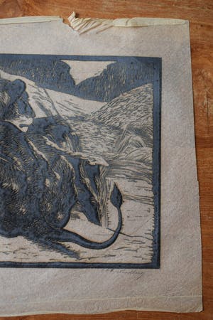 Antonius Hubertus Nordberg - Houtsnede - Leeuw kopen? Bied vanaf 60!