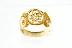 78 - Hoog gehalte geel-gouden 20 krt ring met Chinese tekens - gekeurd kopen? Bied vanaf 260!