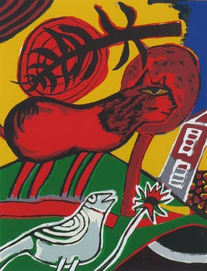 Corneille - Zeefdruk, Huit chats 7 - Ingelijst kopen? Bied vanaf 150!