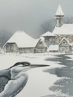 Jan Weenink - Reiger in een Hollands winterlandschap kopen? Bied vanaf 750!