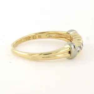 14k bicolour gouden ring met briljant geslepen diamant 0.18ct- rm 17.25 kopen? Bied vanaf 275!
