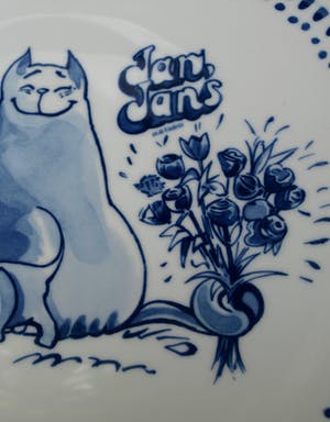 Jan Kruis - Delfts Blauw bord , Jan Jans en de Kinderen – Rode Kater, Loedertje en Lotje kopen? Bied vanaf 1!