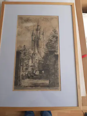 Willem Gerard Hofker - Ets, Prinsenhof en Oude Kerk te Delft kopen? Bied vanaf 45!