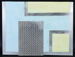 Menno Meijer - Gemengde techniek op aluminium, Abstracte compositie met metalen elementen kopen? Bied vanaf 1!