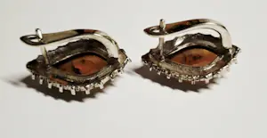 VVintage teardrop oorbellen met gouden amber en marcasiet kopen? Bied vanaf 65!