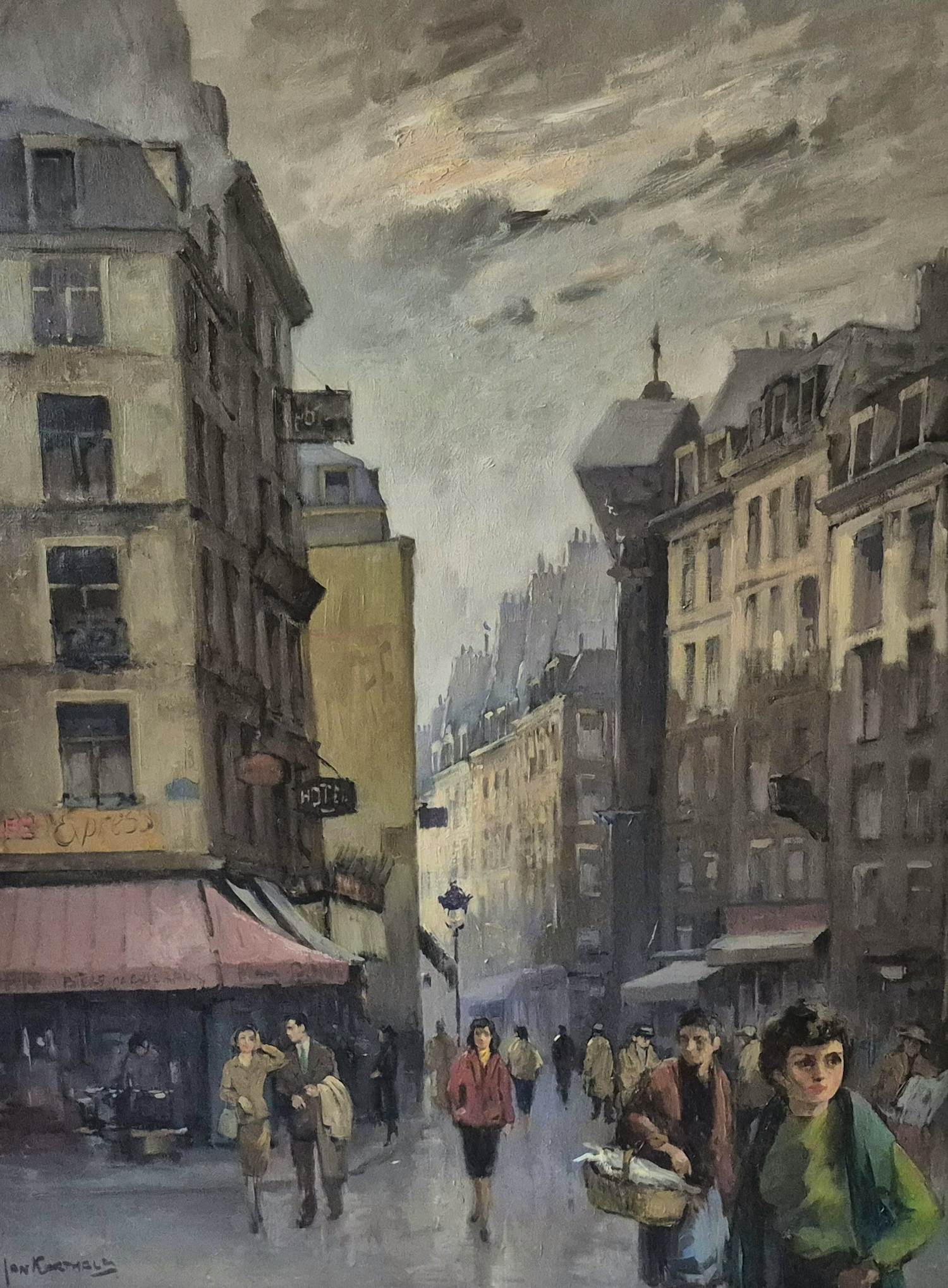 Jan Korthals - olie op doek - stadsaanzicht - gesigneerd l.o. kopen? Bied vanaf 1995!