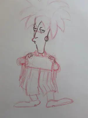 AcheterMatt Groening - originele productietekening The Simpsons, ingelijst + Certificaat? Enchérissez de 70!