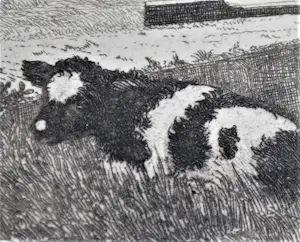 Jac. J. Koeman - Kalfjes in een weiland met verre einder kopen? Bied vanaf 65!