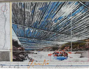 Christo - Twee gesigneerde kunstkaarten - Over the River (Volz foto's) - Ingelijst kopen? Bied vanaf 125!