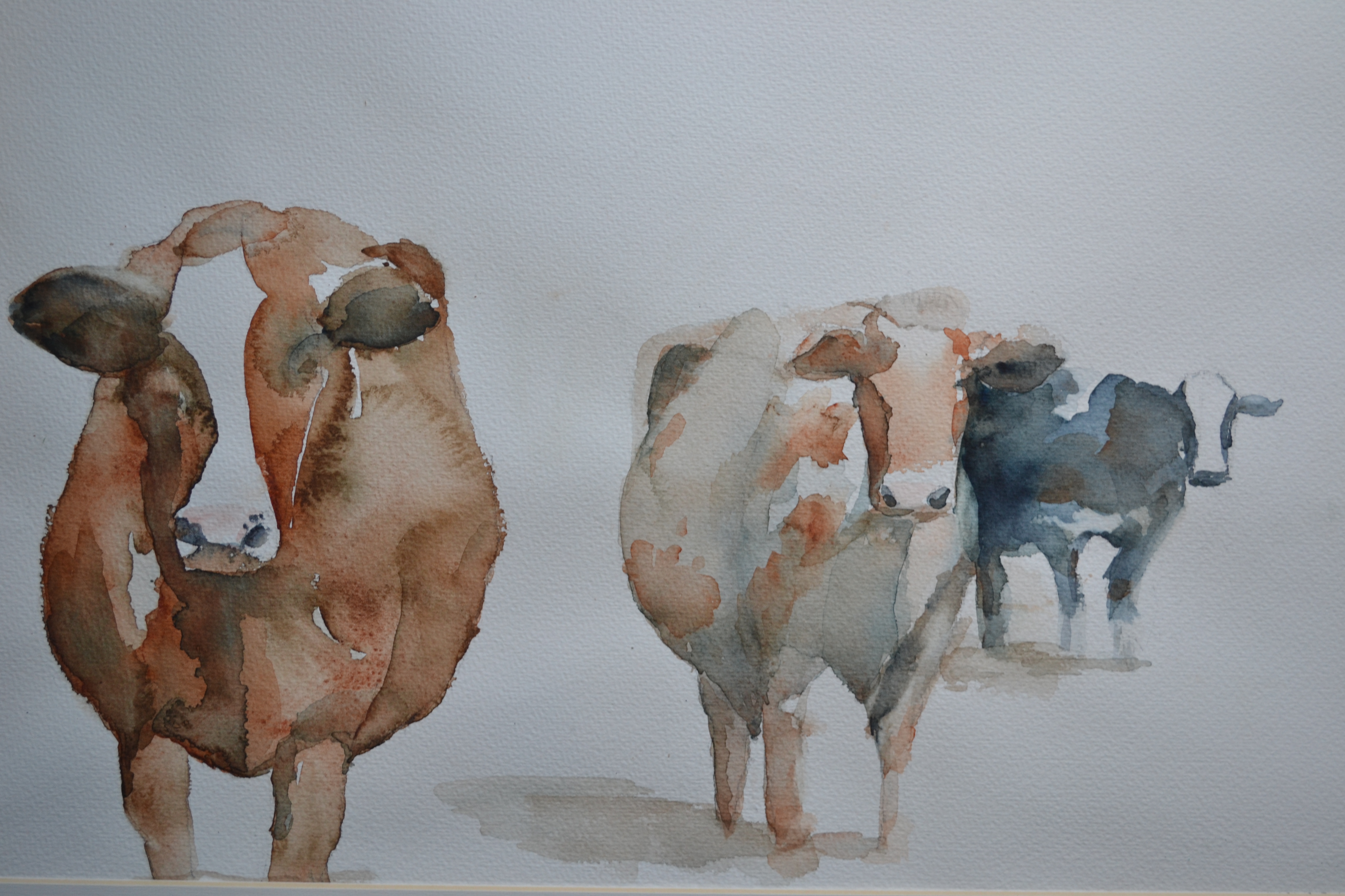 Niet of onleesbaar gesigneerd - Aquarel - Koeien kopen? Bied vanaf 1!