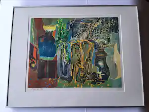 Vincent van Ojen - Houtsnede, Stilleven met vazen. vendu pour 85€ !