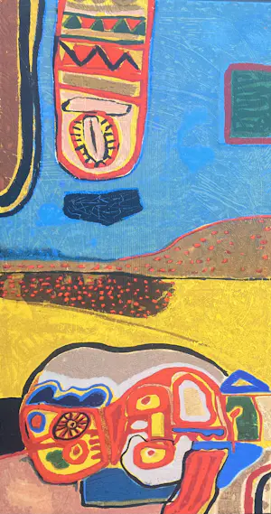 Corneille - Terragrafie op doek Lente in de woestijn 1960 Editie van 60 ex. Met certificaat kopen? Bied vanaf 1200!