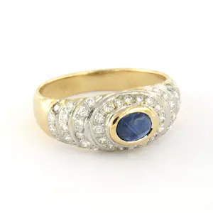 14k bicolour gouden ring met saffier en briljant geslepen diamanten tot. 0.25ct kopen? Bied vanaf 360!