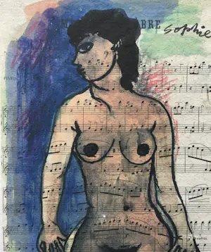 Corneille - zeefdruk ‘Sophie’ - naakt op muziekpapier. kopen? Bied vanaf 125!