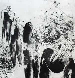 Ans Wortel - Ingelijste ets verkocht voor € 75!