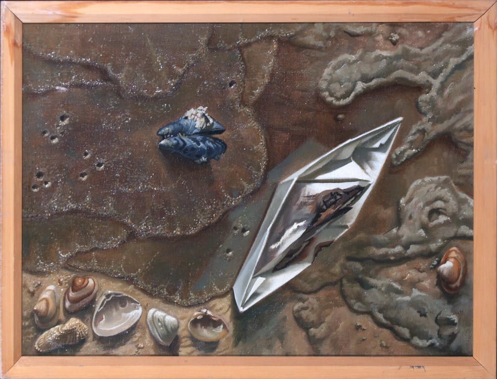 Ab Knupker - Ad Knupker: Olieverf op doek, Olie op de golven - Ingelijst kopen? Bied vanaf 1!