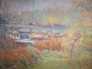 Klaas de Poel - Boten. Oever met treurwilg. kopen? Bied vanaf 49!