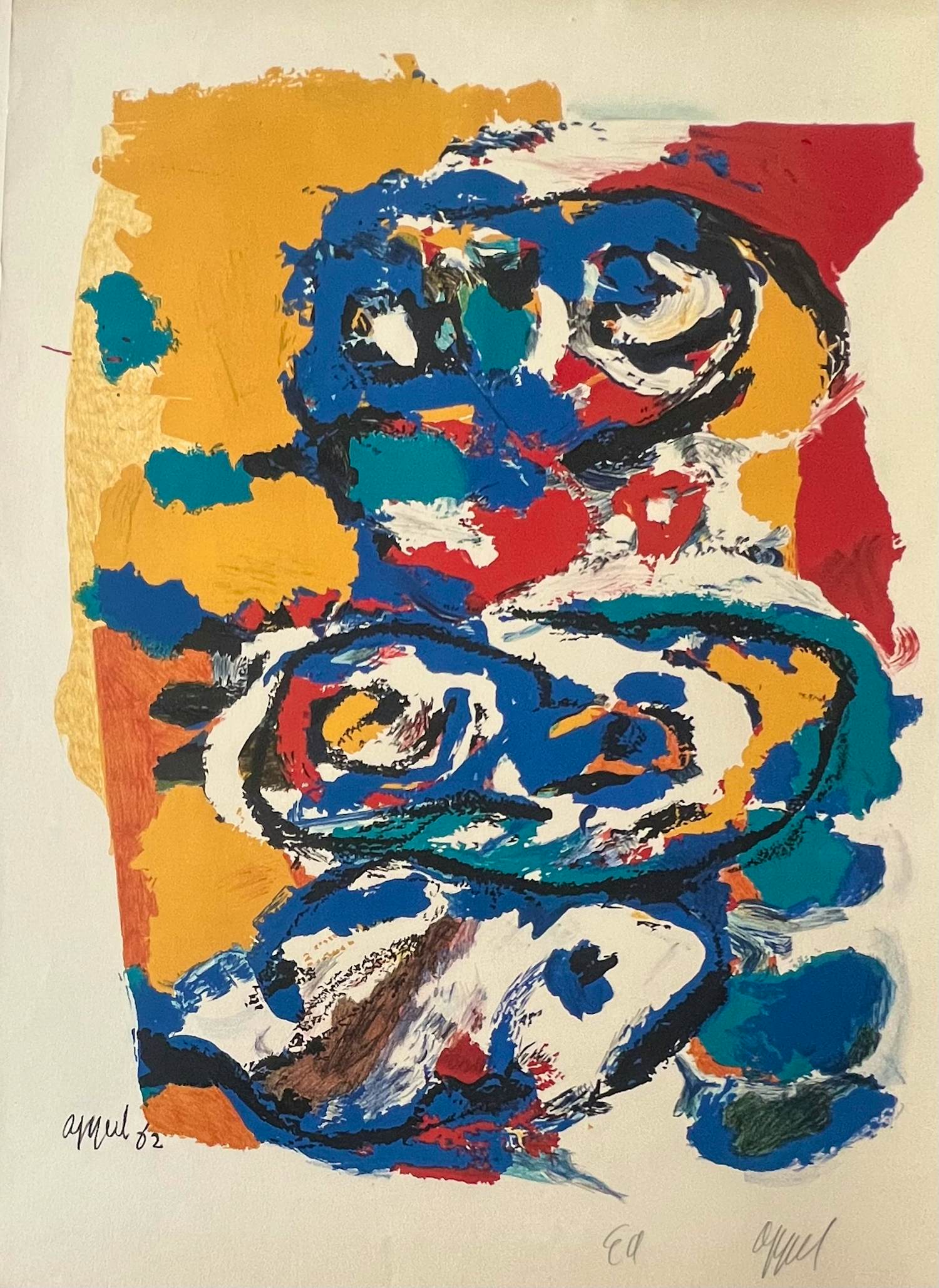 Karel Appel - Jij en ik, 1962 – Kunstenaarsafdruk (ea) – Lithografie kopen? Bied vanaf 2000!