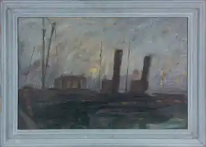 Willem van Dort - Olieverf op doek, Avondstemming aan de Maas - Ingelijst verkauft für € 72!