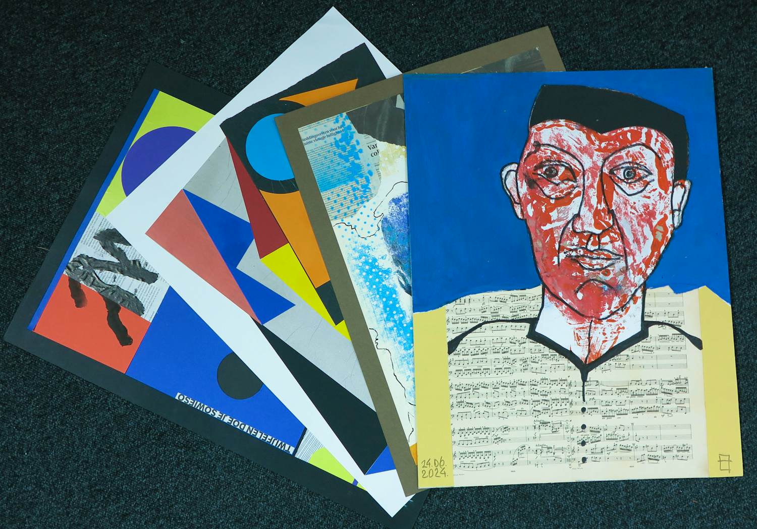 Philip Vencken - Collage op papier, Lot van vier werken kopen? Bied vanaf 60!
