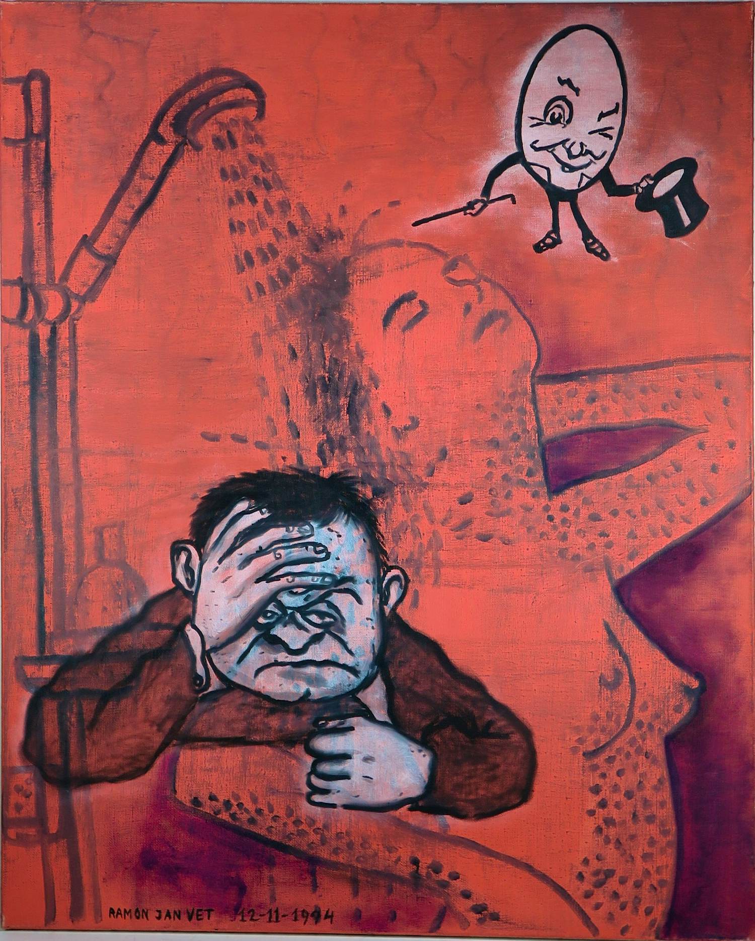 Ramon Jan Vet - Olieverf op doek, Depressed kopen? Bied vanaf 80!