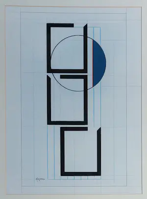 Wim Sinemus - Gouache, Geometric Compositie kopen? Bied vanaf 550!