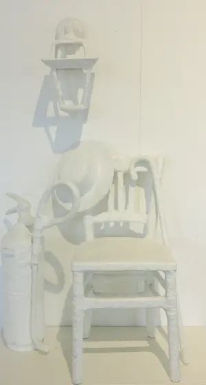 Michel Kourline - Gemengde techniek, White chair kopen? Bied vanaf 150!