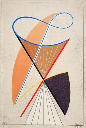 Cesar Domela - Harmonisch abstracte compositie, zeefdruk verkocht voor € 195!