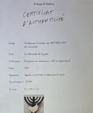 Corneille - Signed Keramische Menorah kopen? Bied vanaf 1600!