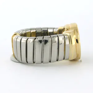 BVLGARI - 18k gouden ring met staal bezet met onyx - ringmaat 16 (50) kopen? Bied vanaf 500!