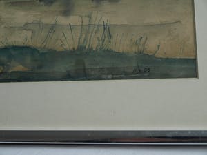 Niet of onleesbaar gesigneerd - Ingelijste aquarel, “Landschap met water” – gesigneerd ‘v. Os’ kopen? Bied vanaf 1!