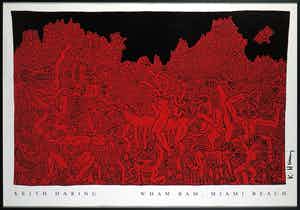 Keith Haring - Gesigneerde Offset, Wham Bam, Miami Beach - Ingelijst verkocht voor € 1!
