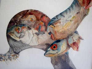 Anne-Brigitte Kwadijk - "vissen" in fraaie kunstvorm kopen? Bied vanaf 45!