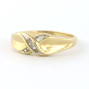 18k geel gouden ring bezet met taper geslepen diamanten tot. 0,05ct - G/H - SI kopen? Bied vanaf 200!