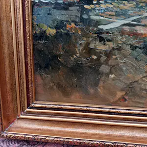 H. Noordam - Landschap met Dorp. kopen? Bied vanaf 40!