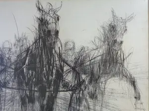 Piet Klaasse - 3 JOCKEYS TE PAARD / ORIGINEEL WERK / 66x101cm / KADER / SIG / 1965 kopen? Bied vanaf 40!